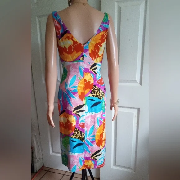 Lauren Ralph Lauren colorful tropical floral faux wrap bodycon dress size M NWOT - Picture 6 of 14